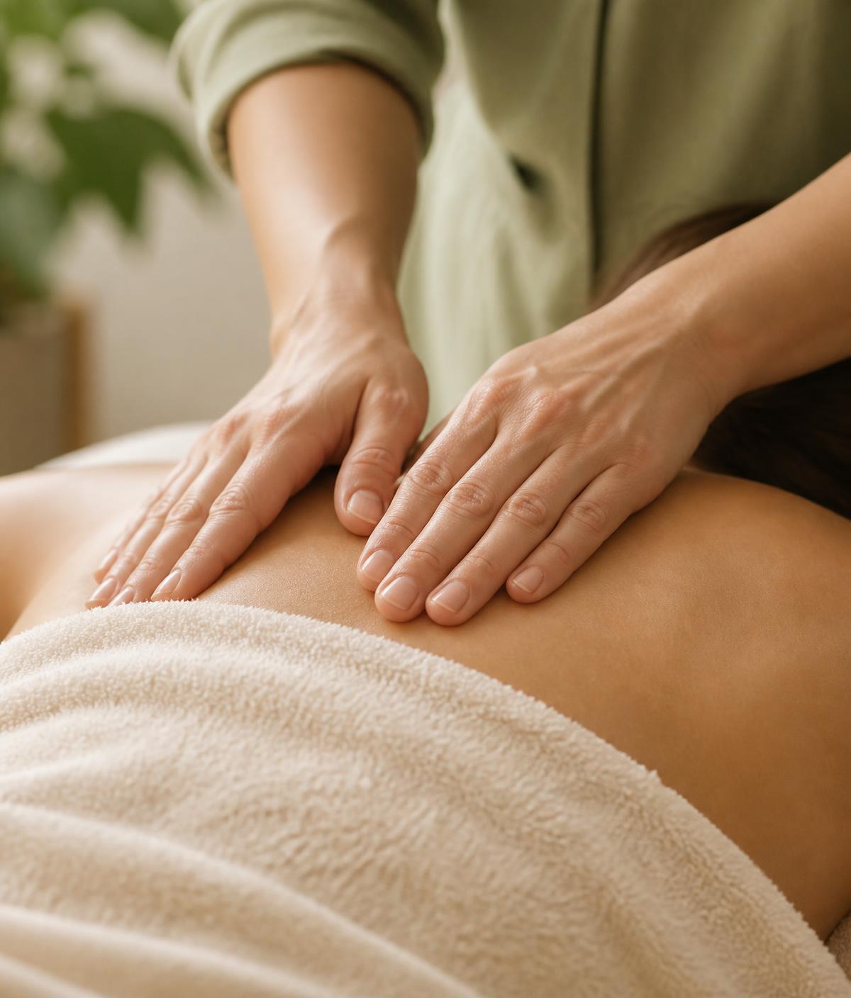 Giuseppina giving a gentle back and shoulder massage